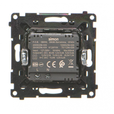 SIMON 55 Ładowarka USB typ C+A 30W 230V czarny mat TEC2CAQ.01/149 KONTAKT (TEC2CAQ.01/149)